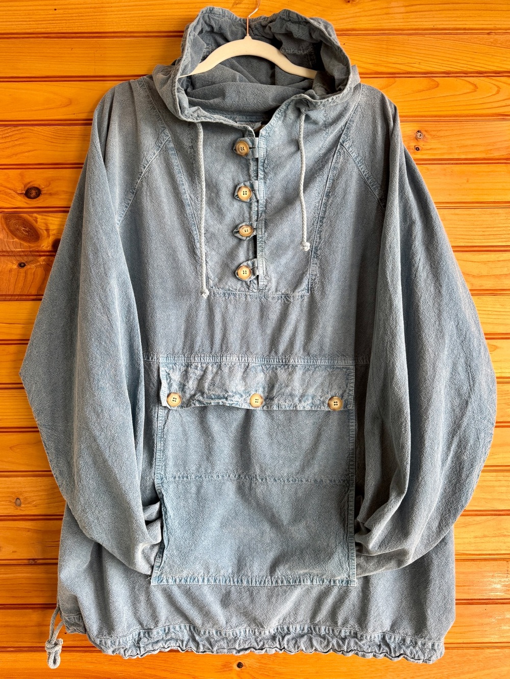 Vintage Baja Cotton Anorak Pullover XL Surf Coastal Camp Hoodie